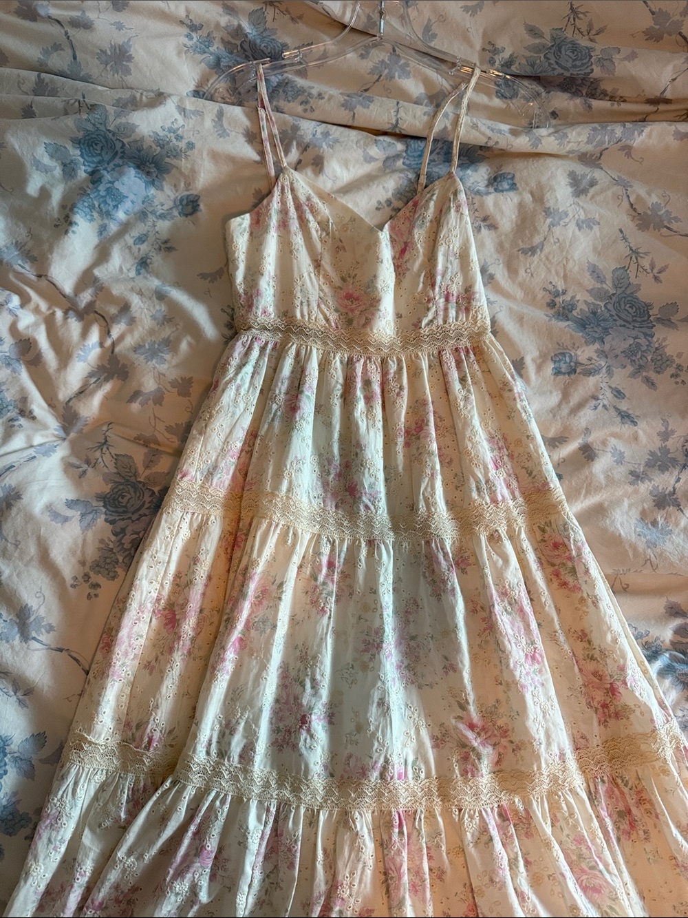 Altar'd State Cream Maxi Dress with Pink Floral Print